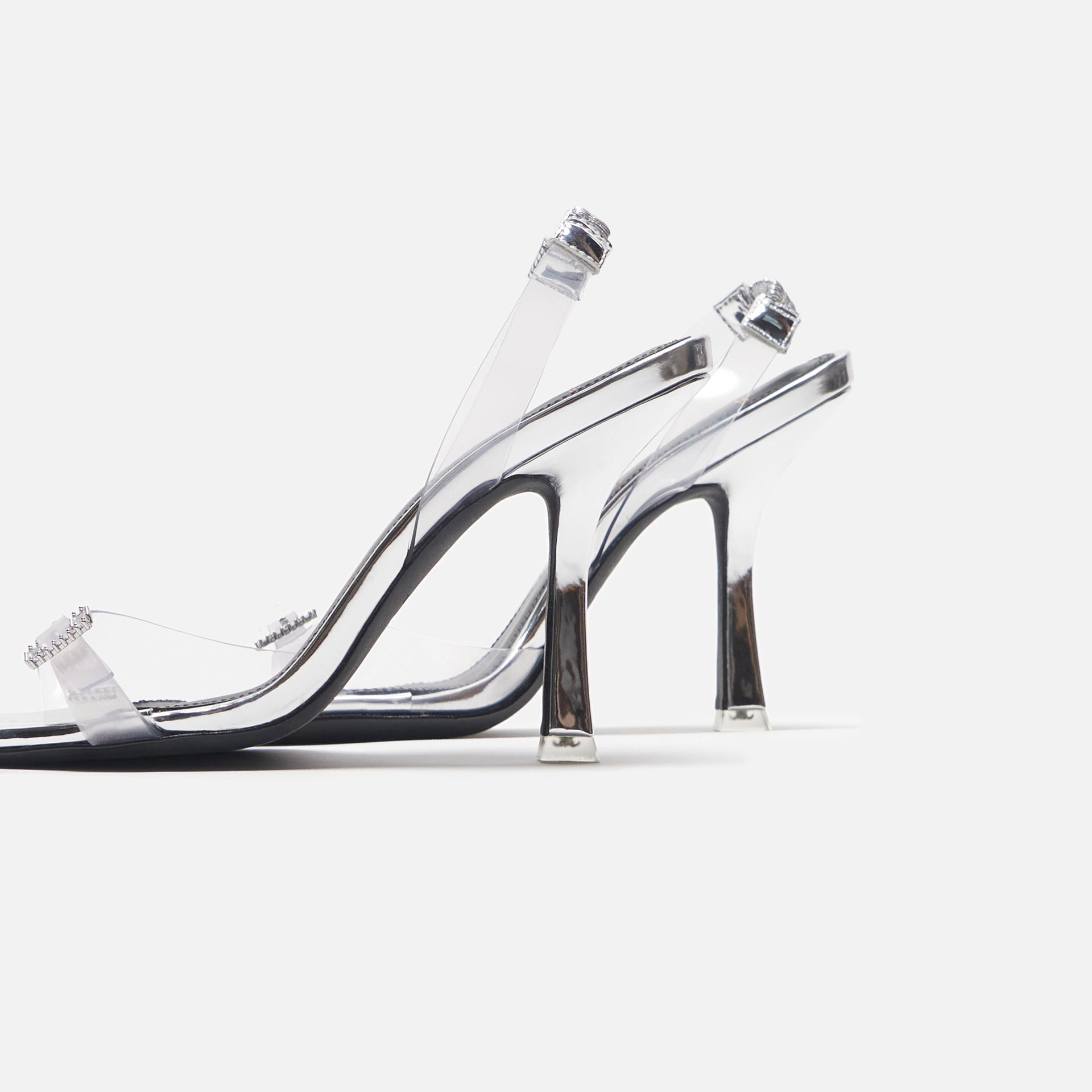 Black Suede Studio Porsha - Silver Mirror / Clear