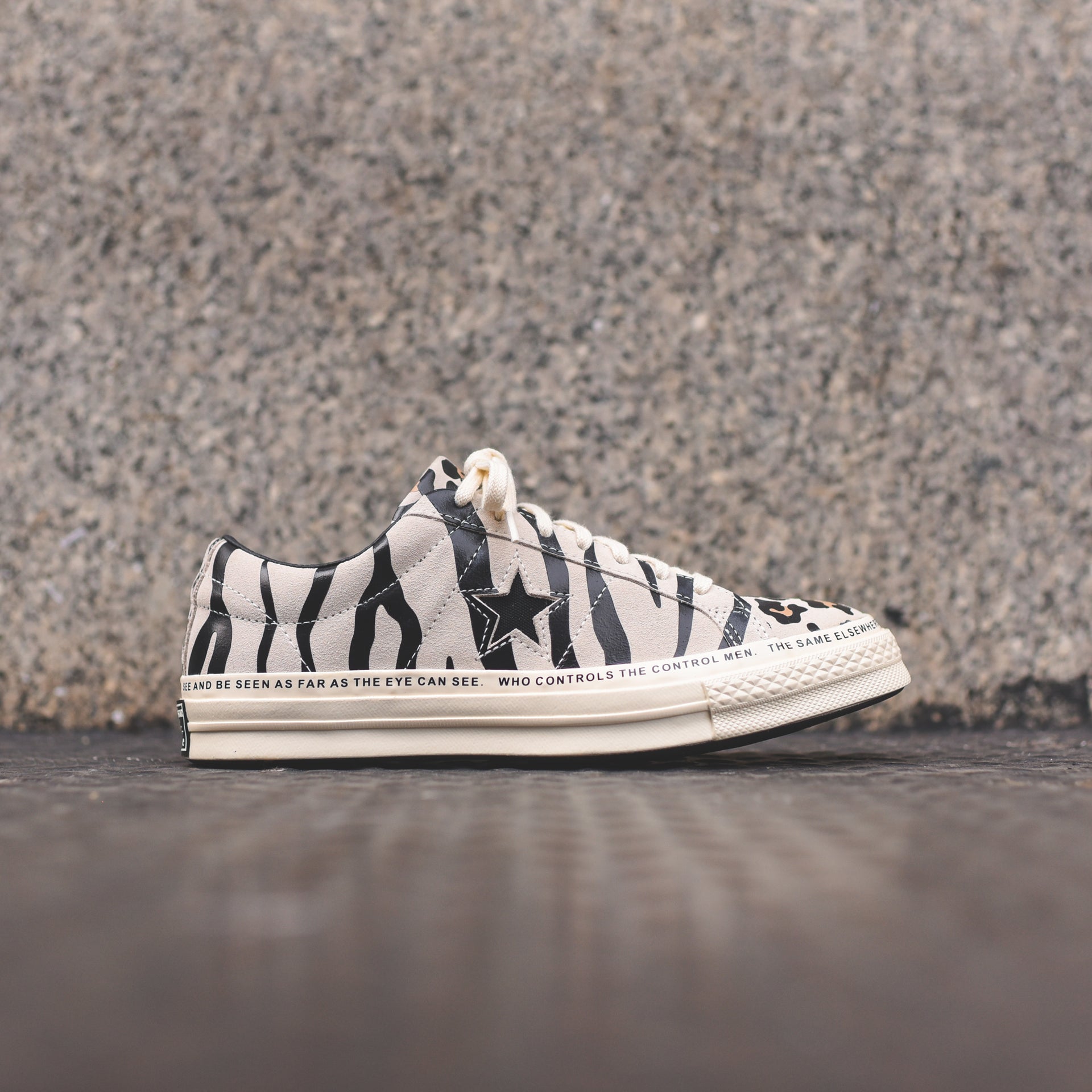 Converse x Brain Dead One Star Ox - Egret / Black / Multi