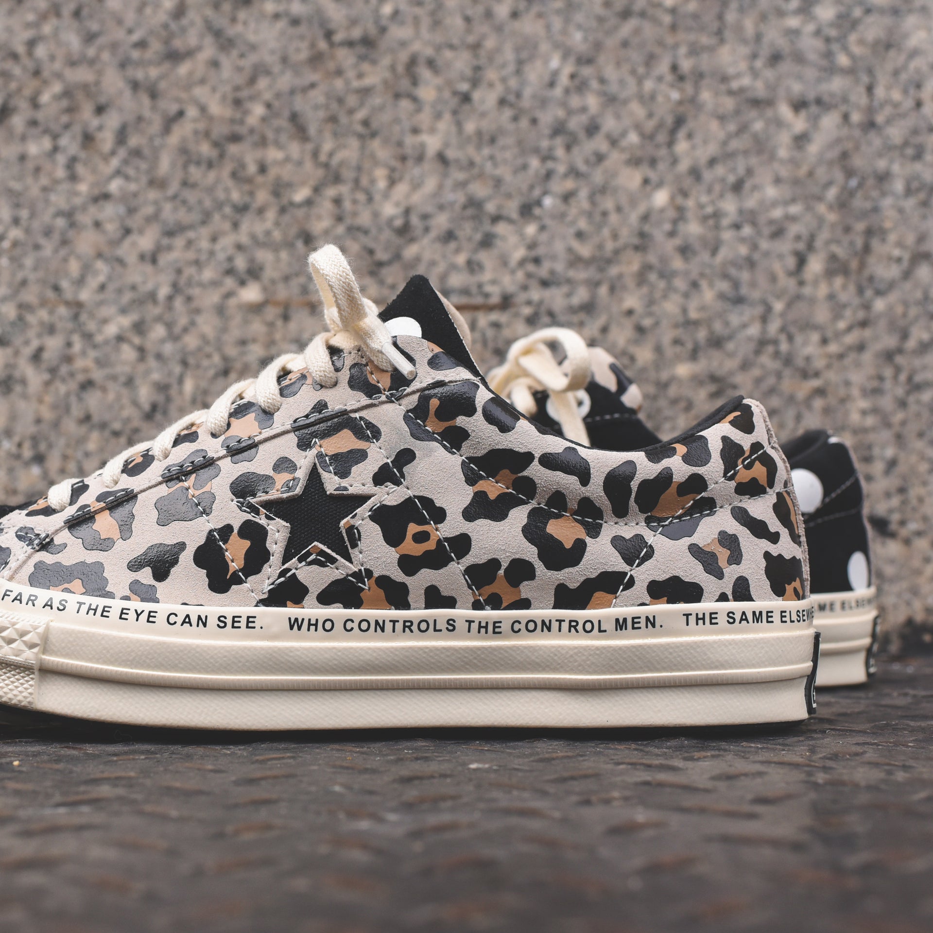 Converse x Brain Dead One Star Ox - Egret / Black / Multi