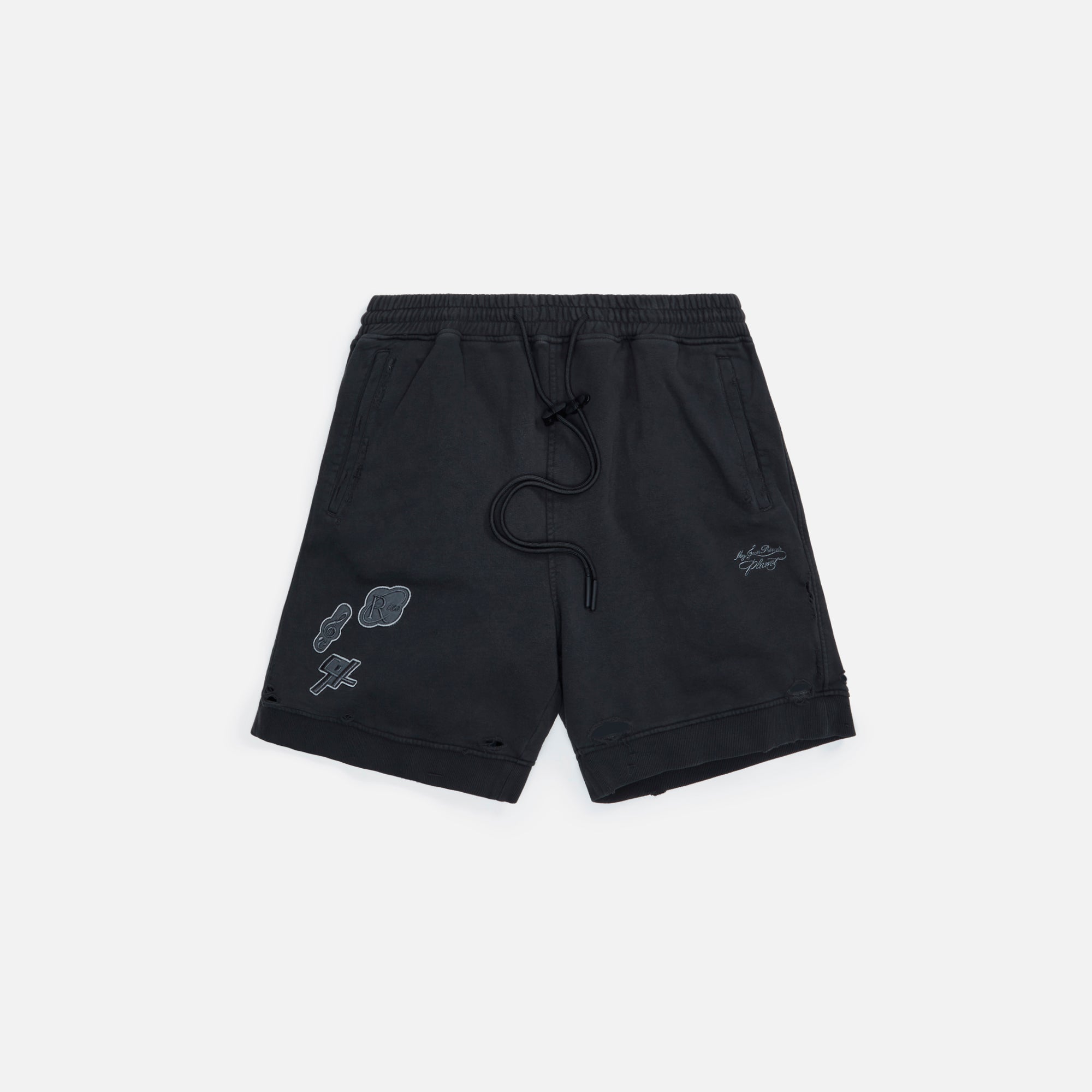 C2H4 Patched Ruin Distressed Sweat Shorts Faded Black Kith