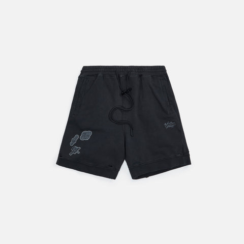 C2H4 Patched Ruin Distressed Sweat Shorts - Faded Black