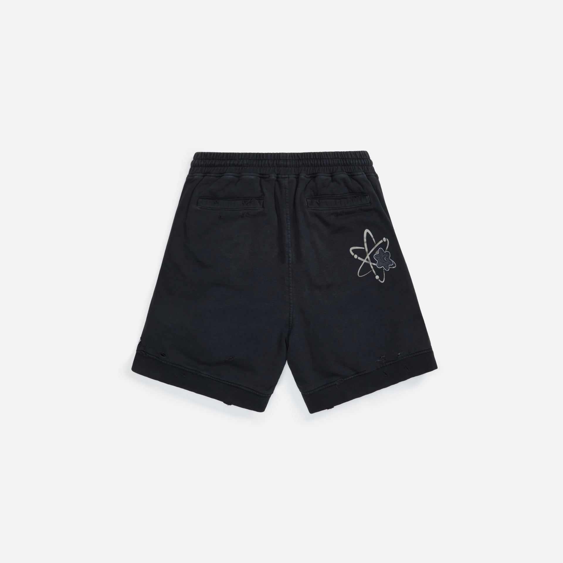 C2H4 Patched Ruin Distressed Sweat Shorts - Faded Black