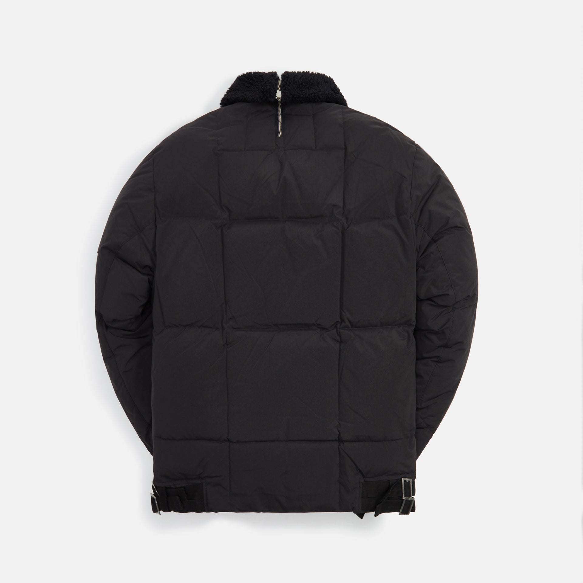 C2H4 Shearling Collar Stripe Down Jacket - Matrix Black