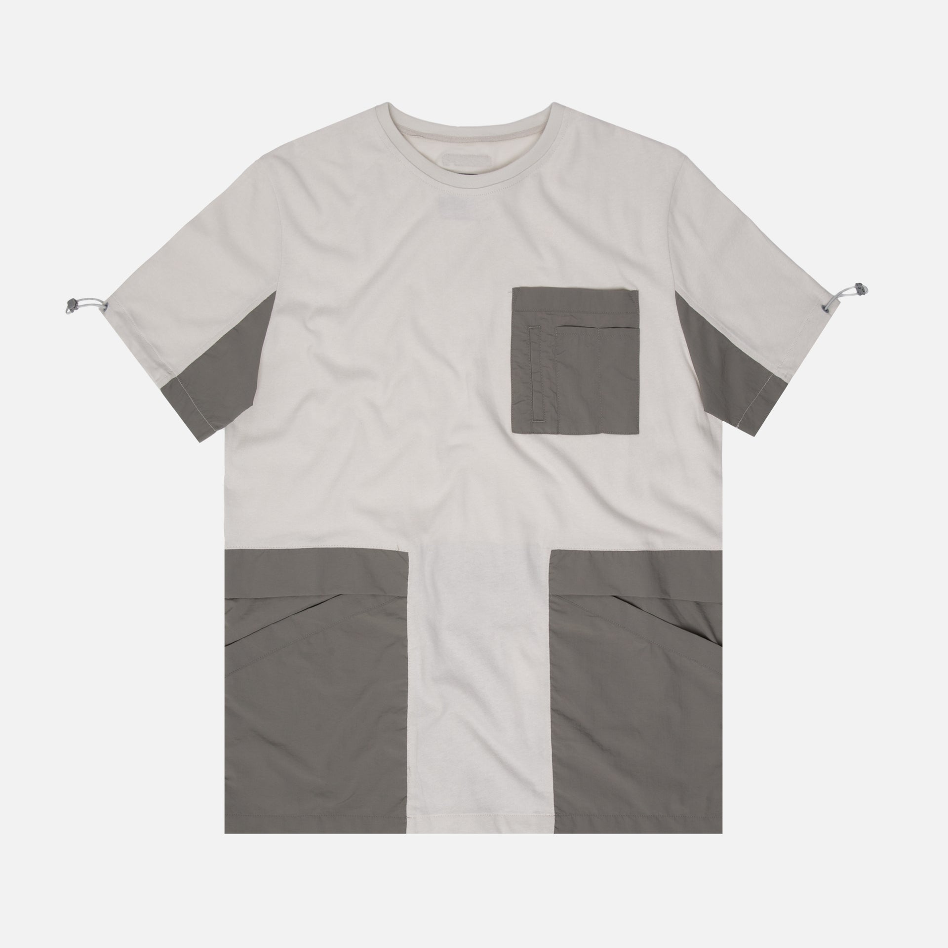 C2H4 Panelled Pockets Tee - White