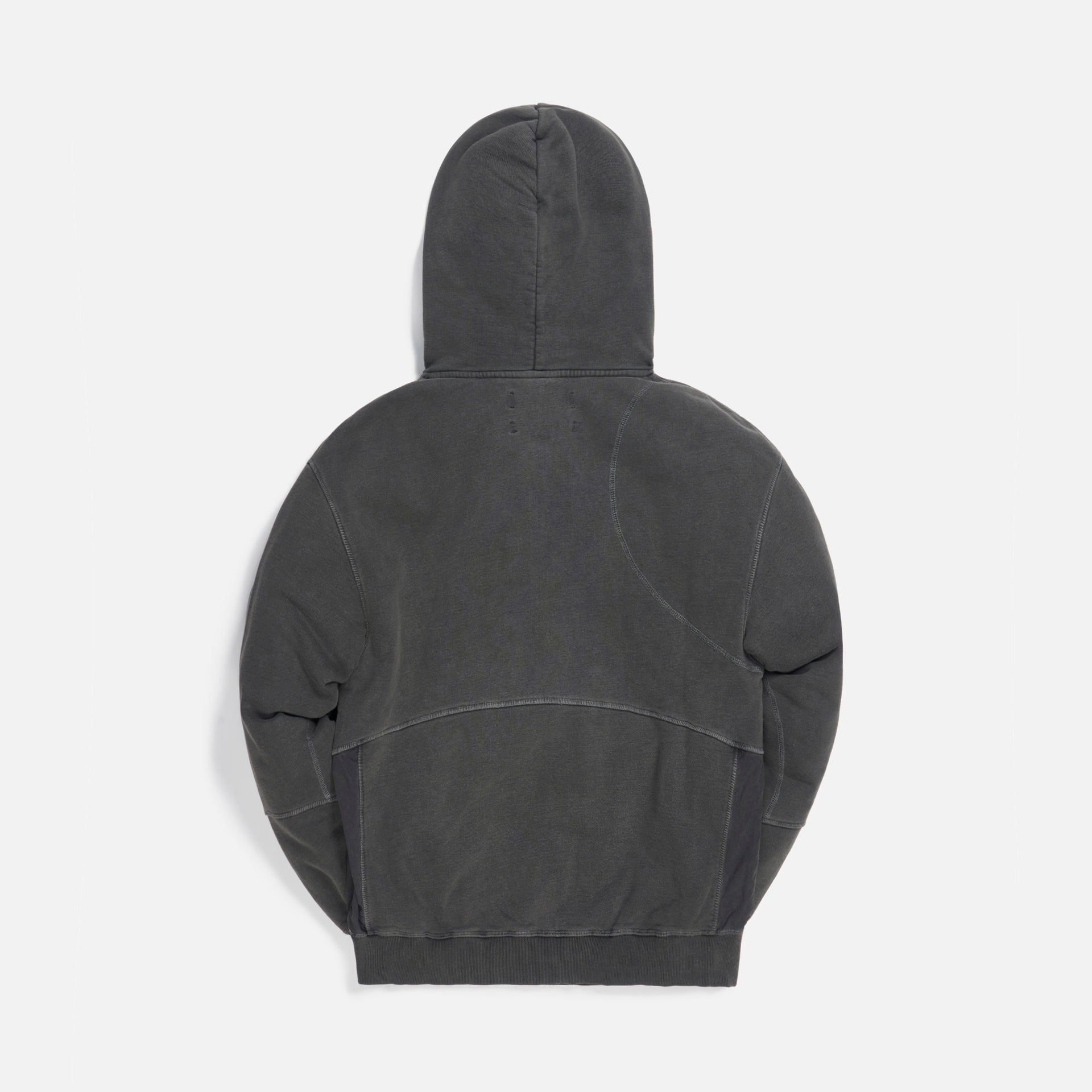 C2H4 Cold-Dye Panelled Hoodie - Dark Grey