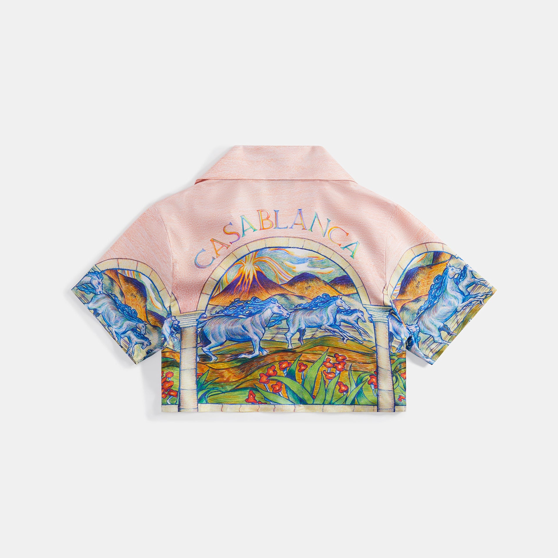 Casablanca Cuban Collar Cropped Silk Shirt - Chevaux Sauvages