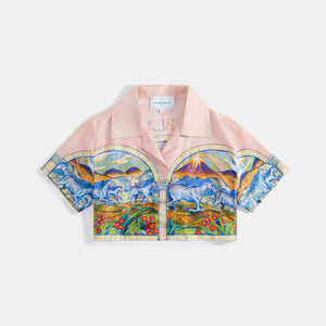 Casablanca Cuban Collar Cropped Silk Shirt - Chevaux Sauvages