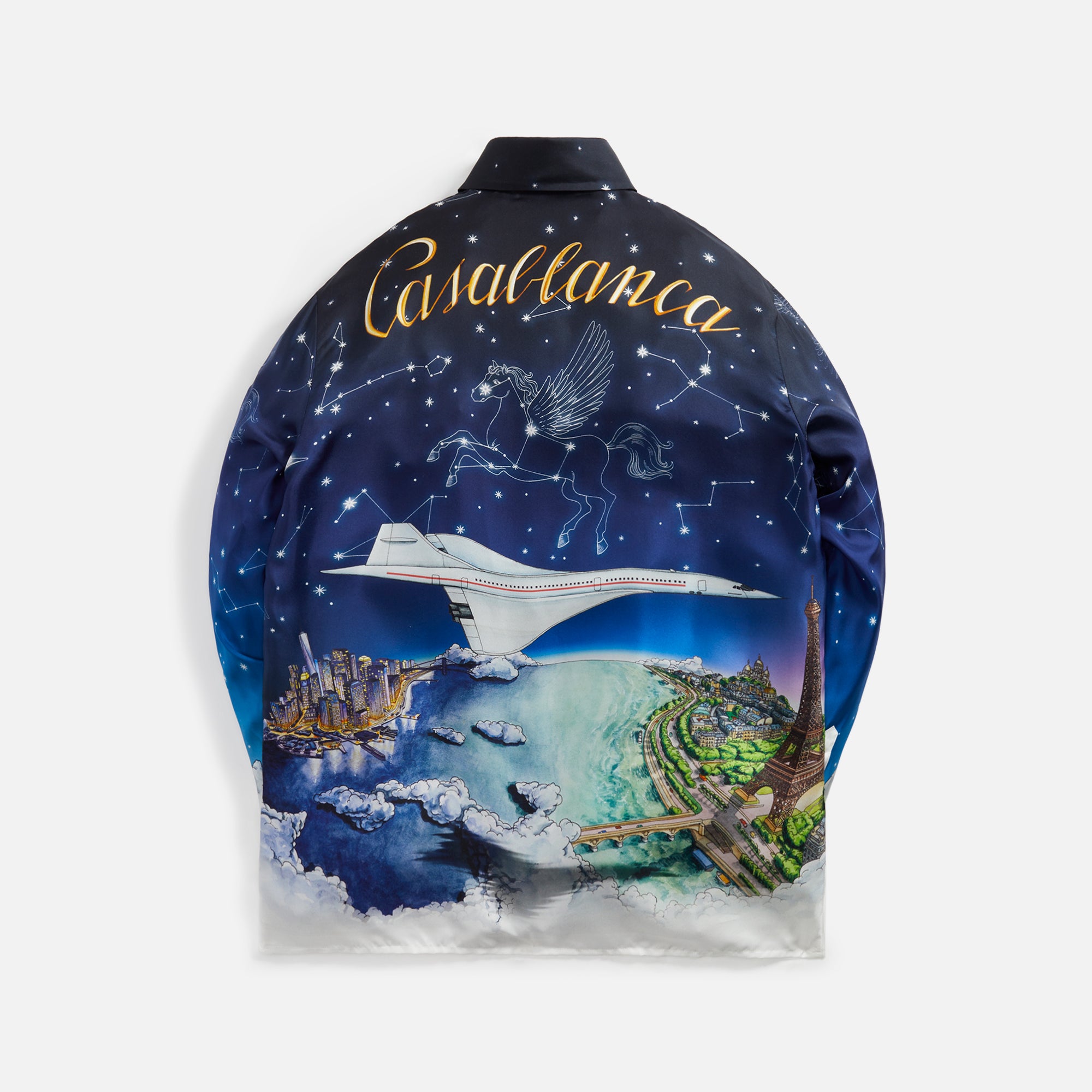 Casablanca Vol de Nuit Long Sleeve Twill Silk Shirt - Blue – Kith