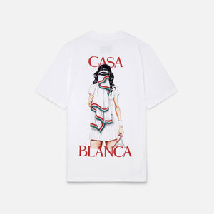 Casablanca Printed Tee w/ Tennis Girl - White