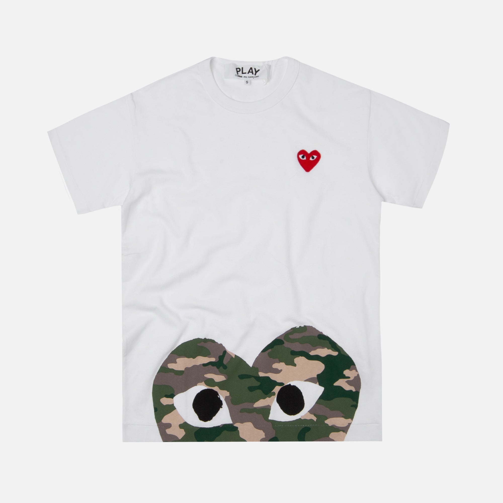 Comme des Garçons Play Bottom Camouflage Heart Tee - White – Kith