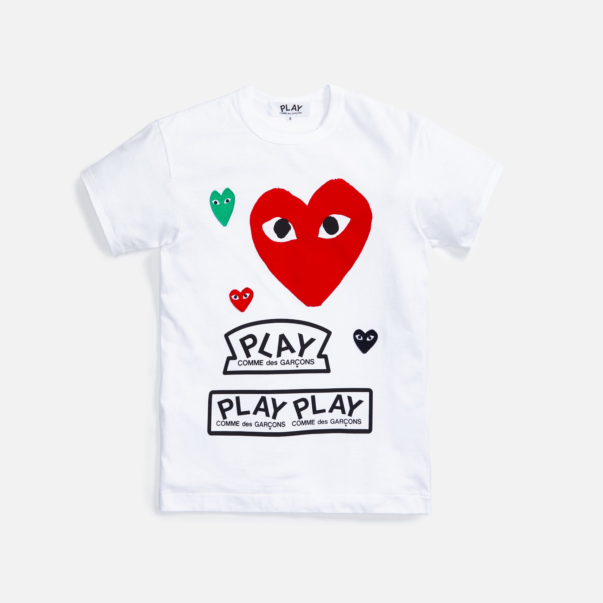 Comme des Garçons Play Tee - Multi Heart White