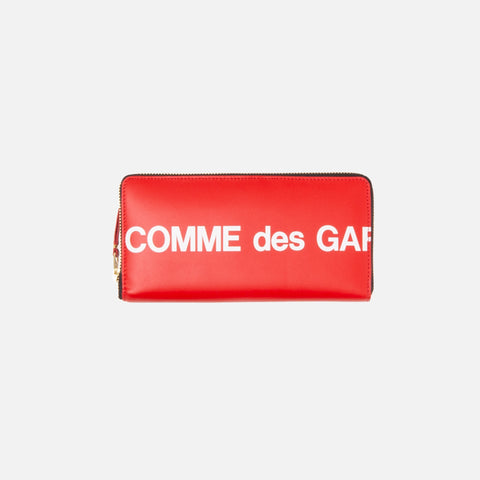 CDG Pocket Long Zip Wallet Huge Logo - Red