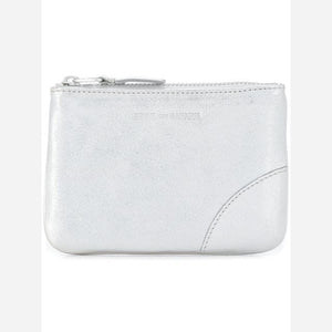 CDG Pocket Top Zip Wallet - Silver