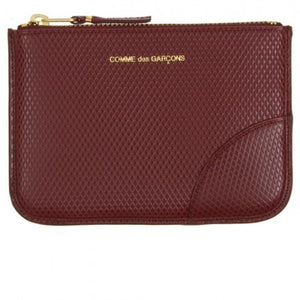 CDG Pocket Luxury Leather Top Zip Wallet - Burgundy