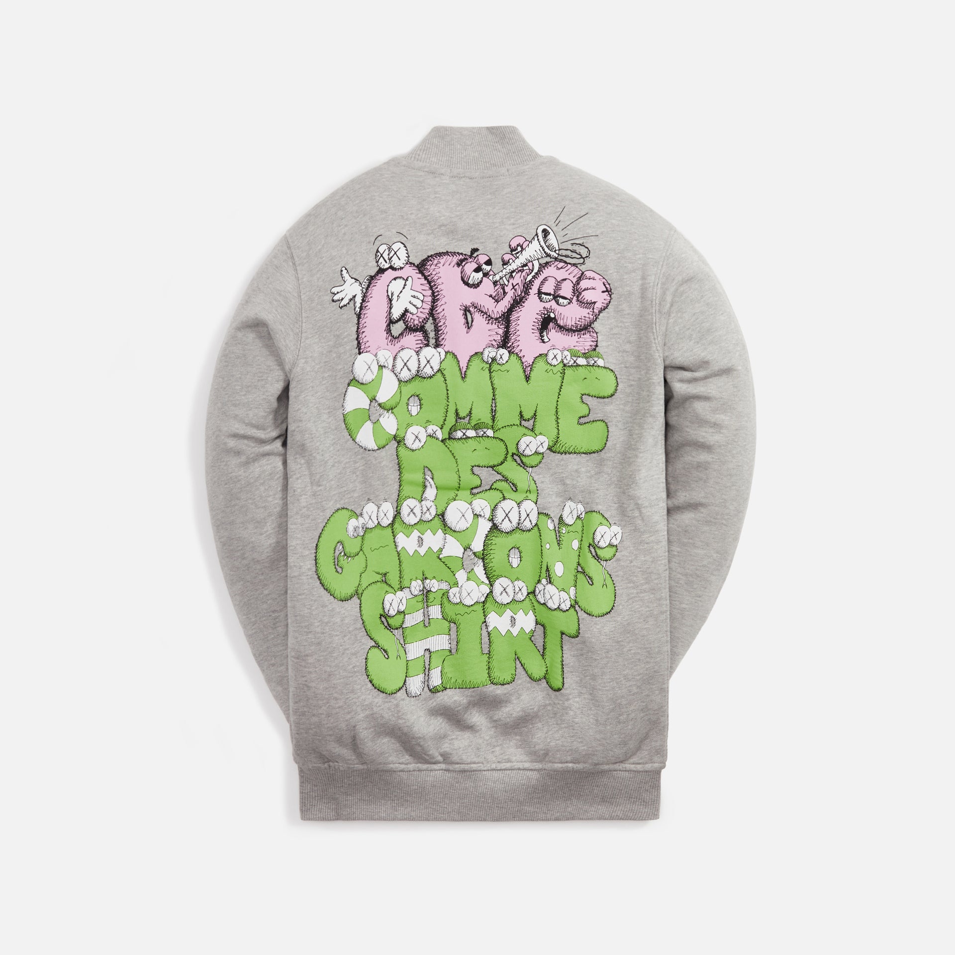 Comme des Garçons Shirt Cotton Pile KAWS Print Zip Up Sweatshirt - Grey