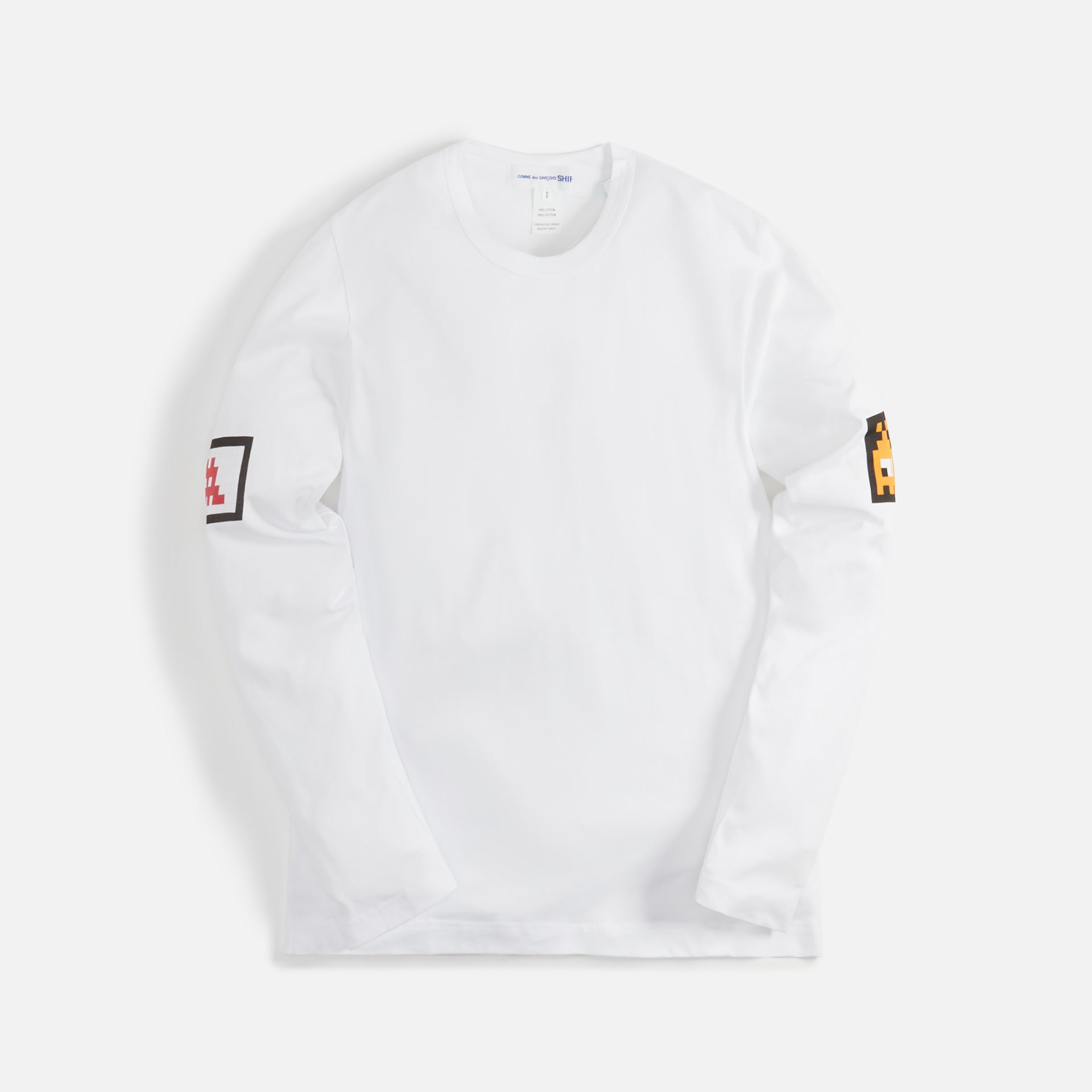 Comme des Garçons Shirt Long Sleeve Invader Digital Print Tee - White
