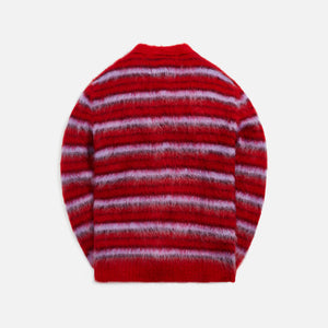 Marni Iconic Brushed Mohair Stripe V-Neck Cardigan - Red Multi