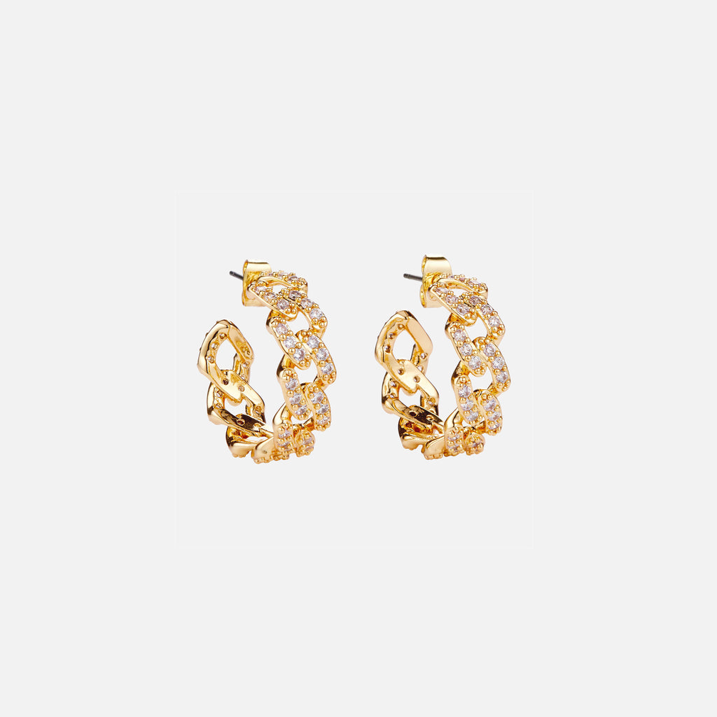 Crystal Haze Mexican Chain Hoops Clear - Gold – Kith