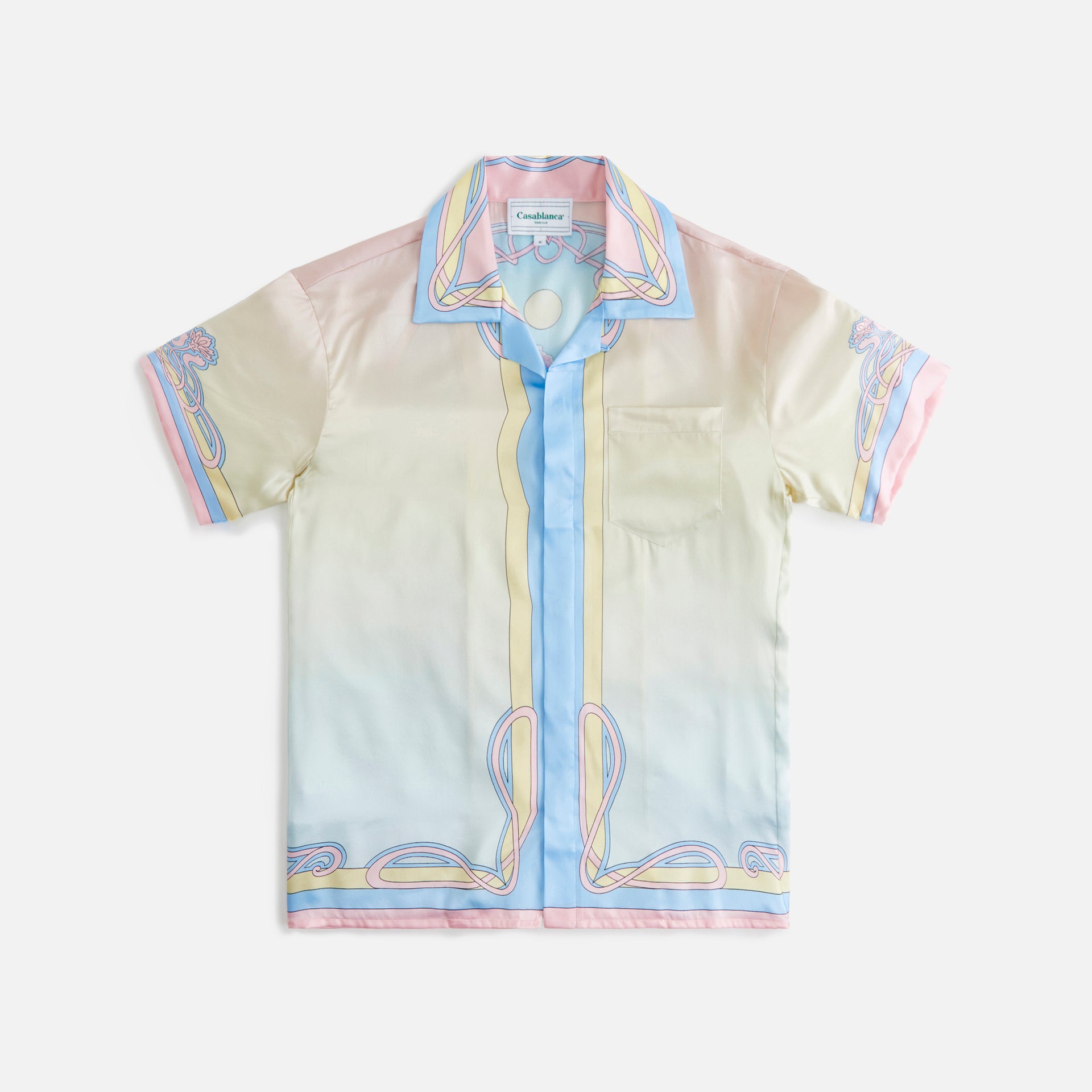 Casablanca Cuban Collar Printed Silk Satin Shirt - Multicolor