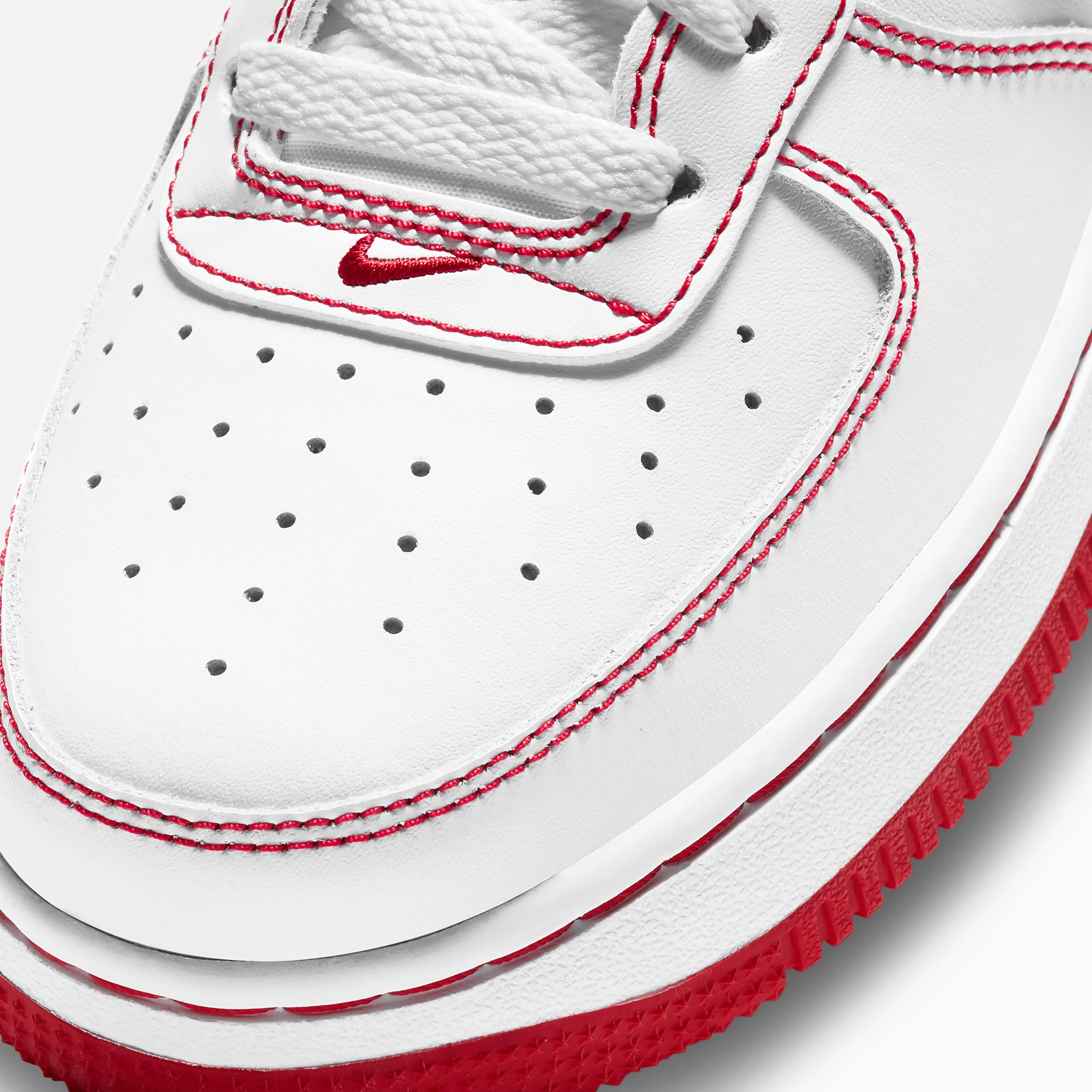 Nike Grade School Air Force 1 Stitch - White / University Red