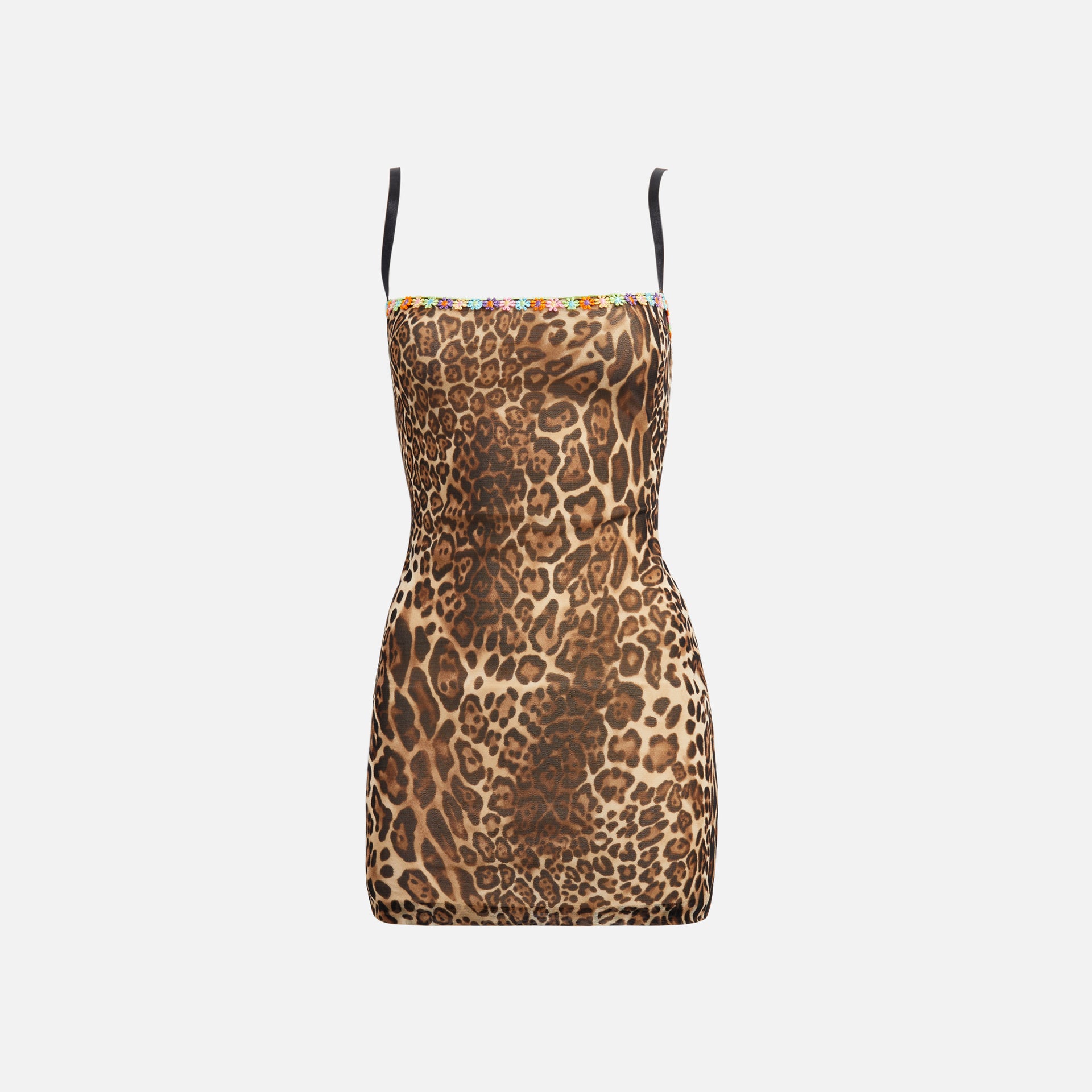 GUIZIO Leopard Mesh Mini Dress - Leopard