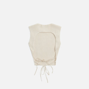Danielle Guizio Rib Knit Backless Strap Top - Cream