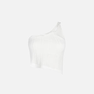 GUIZIO Layered Knit One Shoulder Crop Top - White