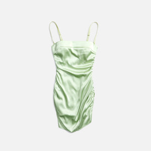 GUIZIO Ruched Satin Dress - Sage Green