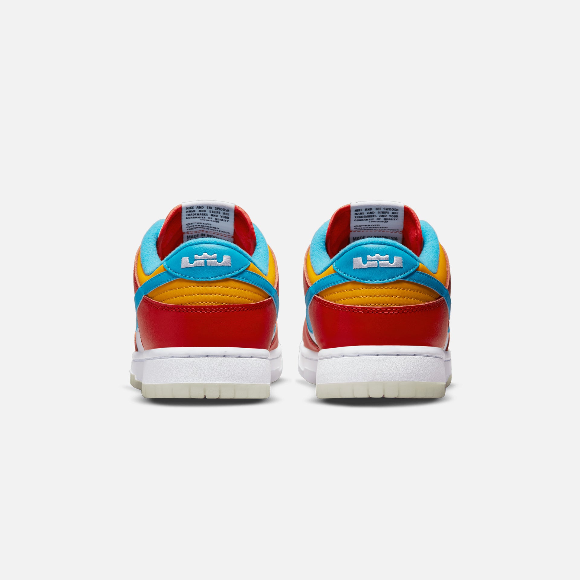 Nike & LeBron James x Fruity Pebbles Dunk Low QS - Habanero Red / Laser Blue / White