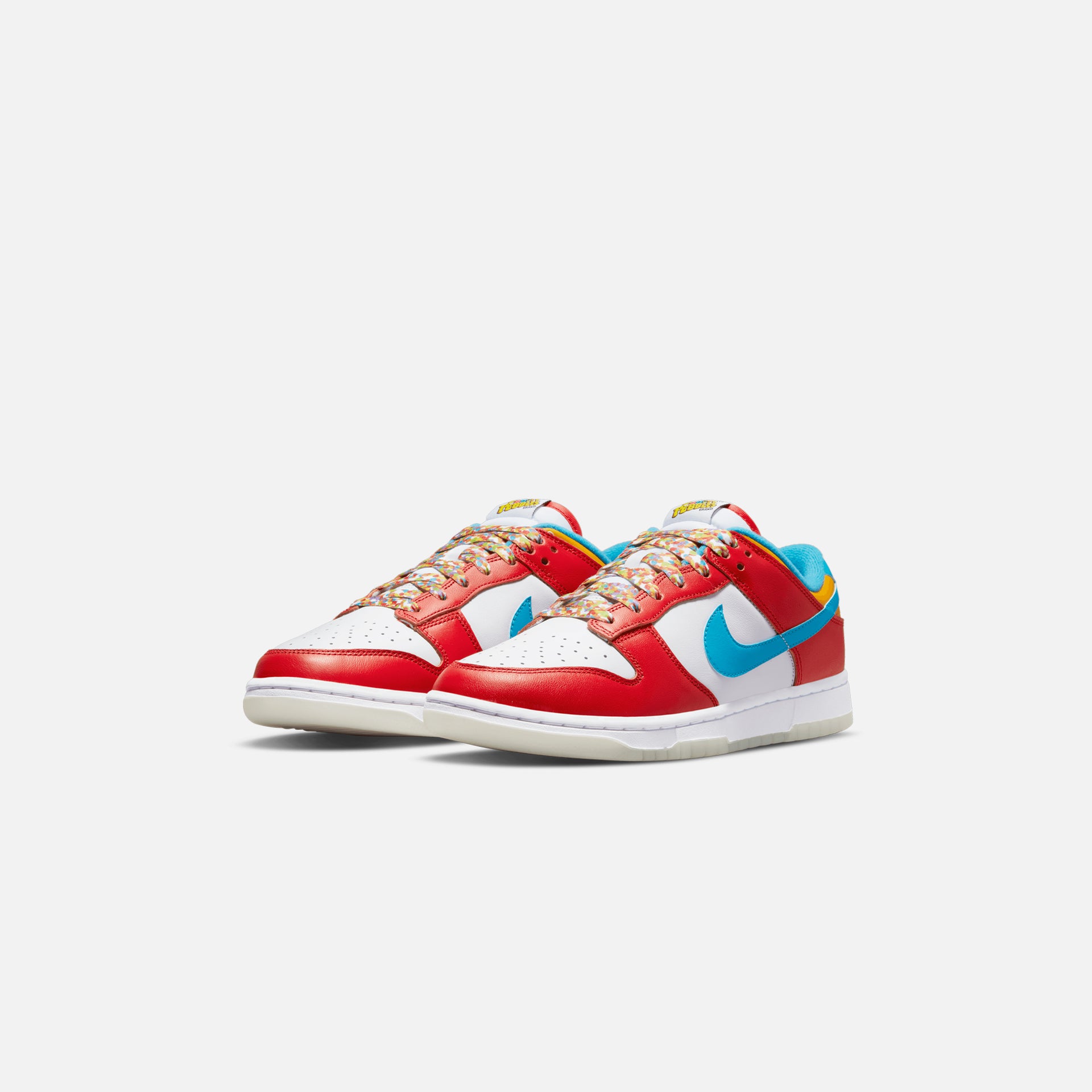 Nike & LeBron James x Fruity Pebbles Dunk Low QS - Habanero Red / Laser Blue / White