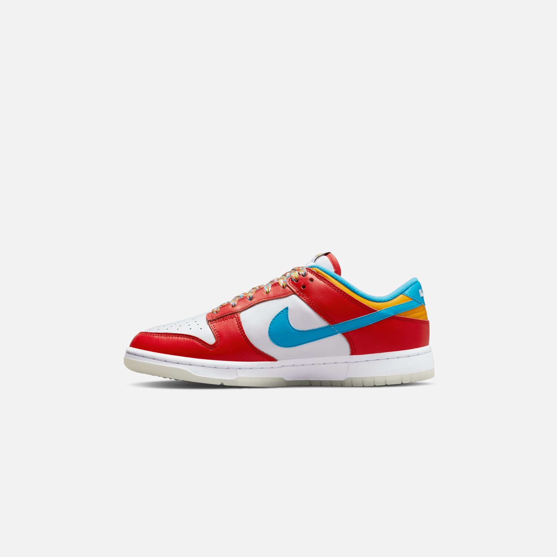 Nike & LeBron James x Fruity Pebbles Dunk Low QS - Habanero Red / Laser Blue / White