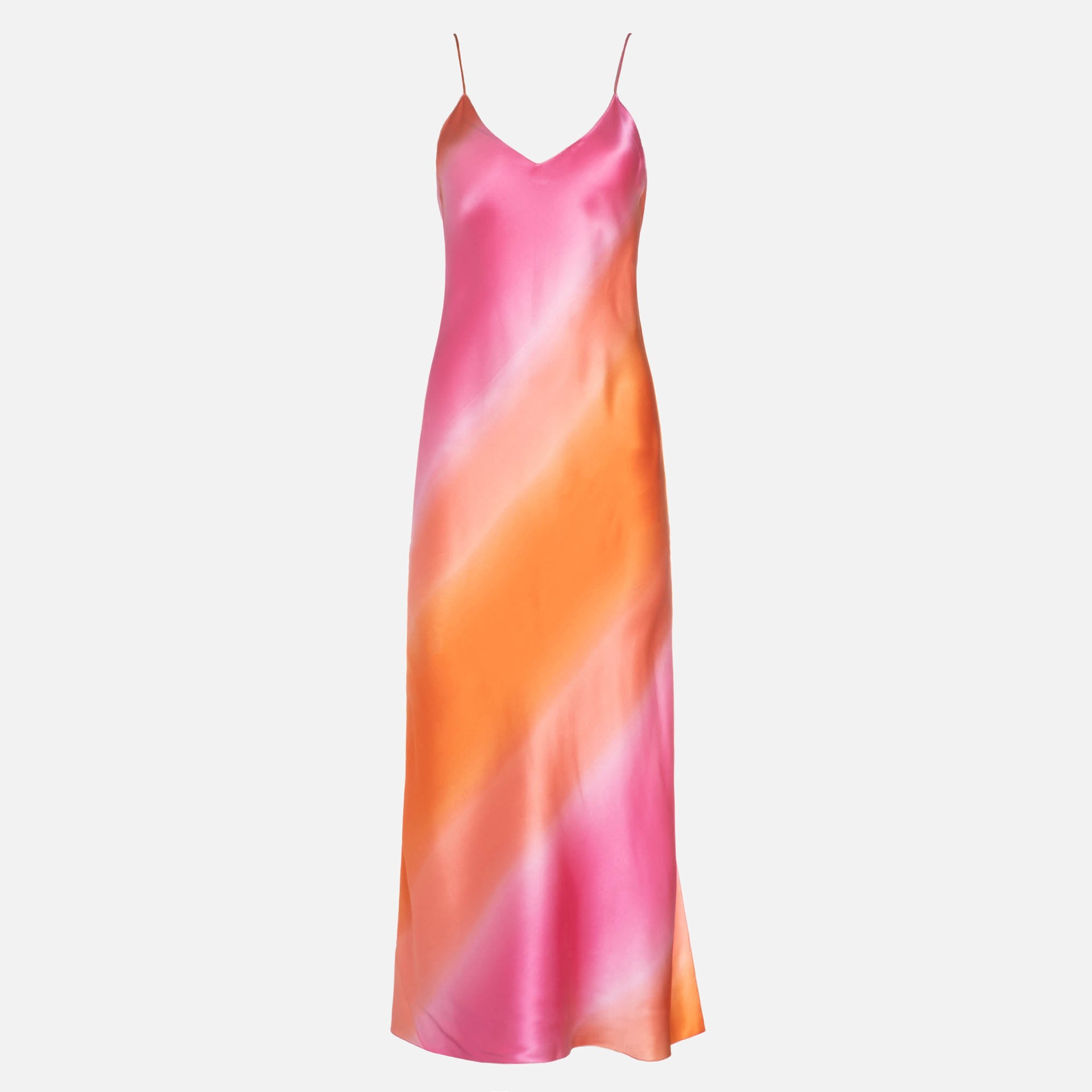 orange and pink slip dress Never Fully Dressed lace insert midaxi dress in pink and orange