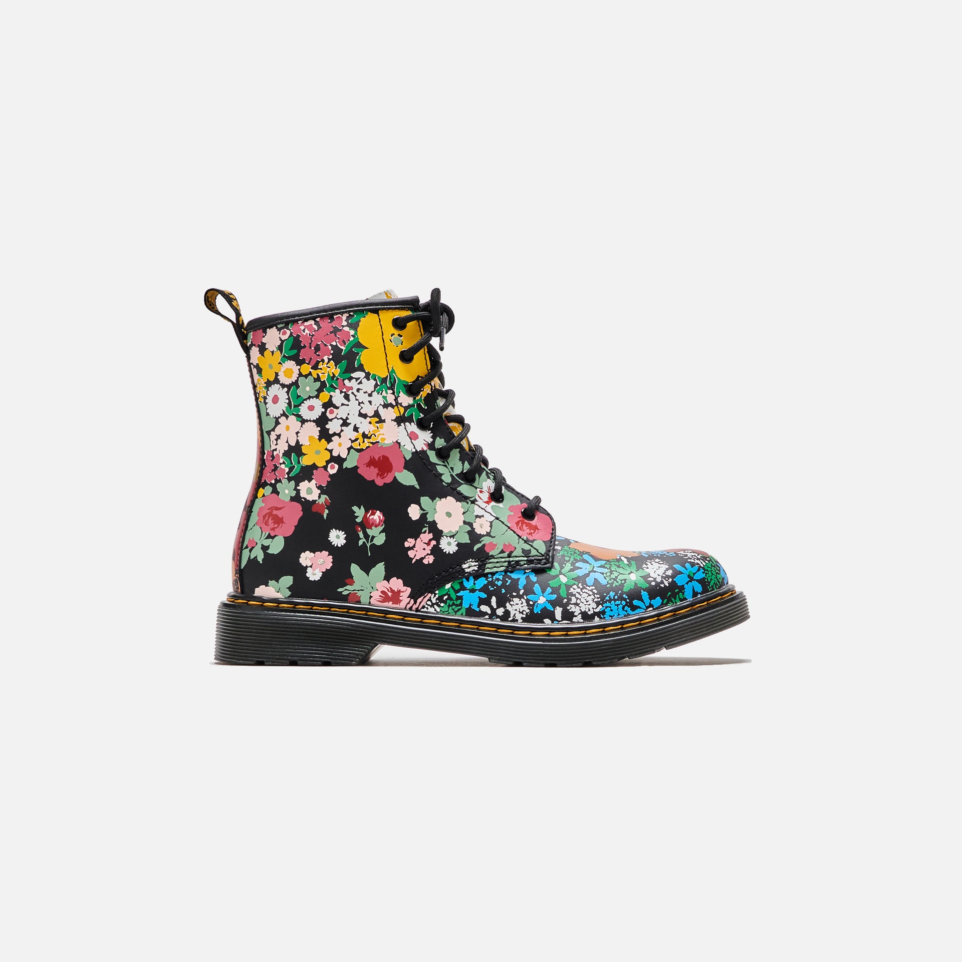DR. MARTENS Youth1460 Floral print Leather - Black Hydro