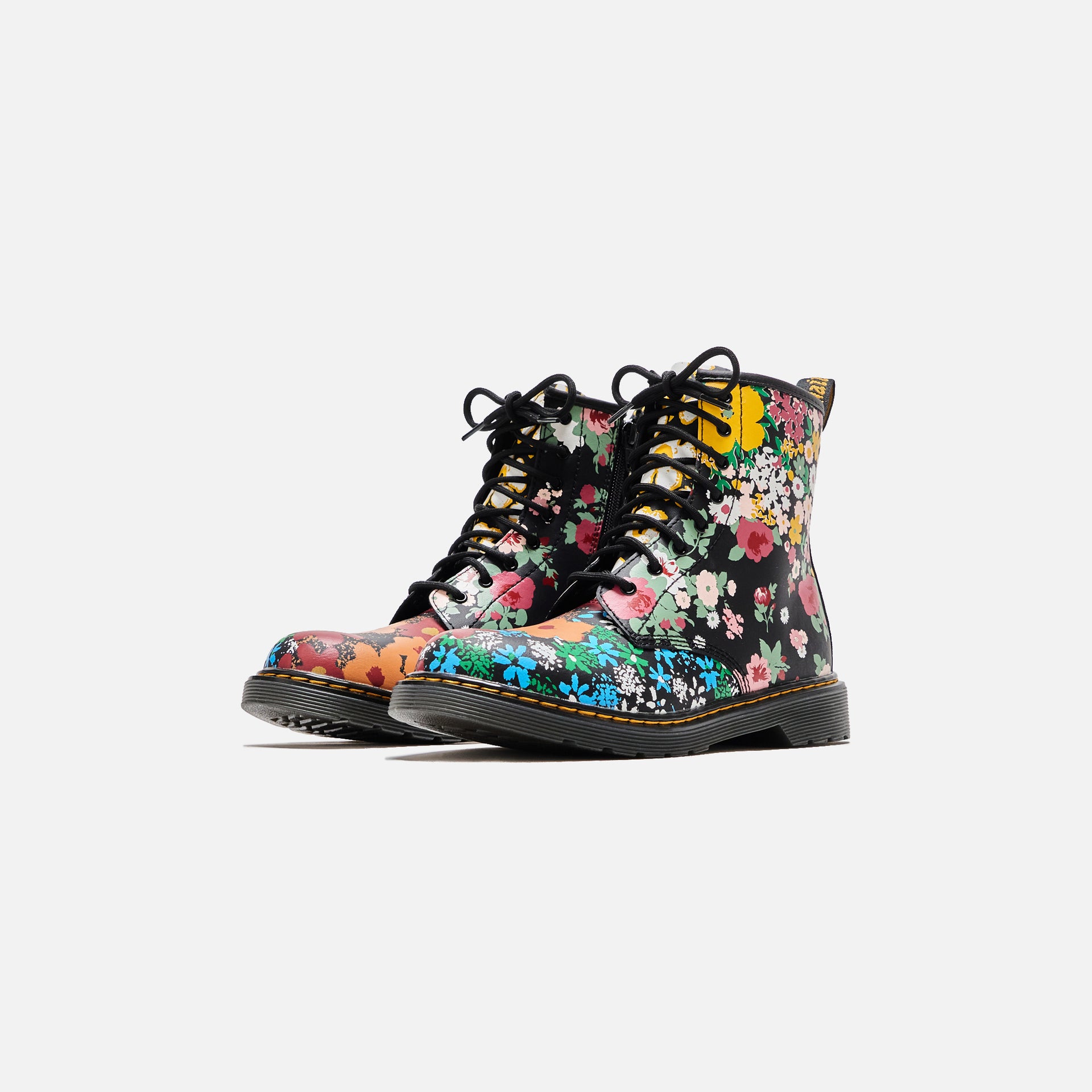 DR. MARTENS Youth1460 Floral print Leather - Black Hydro