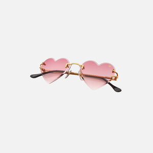 Vintage Frames Heart Decor 24KT Yellow Gold Sunglasses - Pink Grape Pop