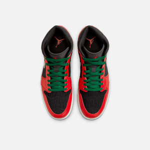 Nike Air Jordan 1 Mid SE - Black / Fire Red / White / Malachite