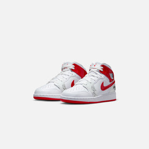 Nike Grade School Air Jordan 1 Mid SS - White / University Red