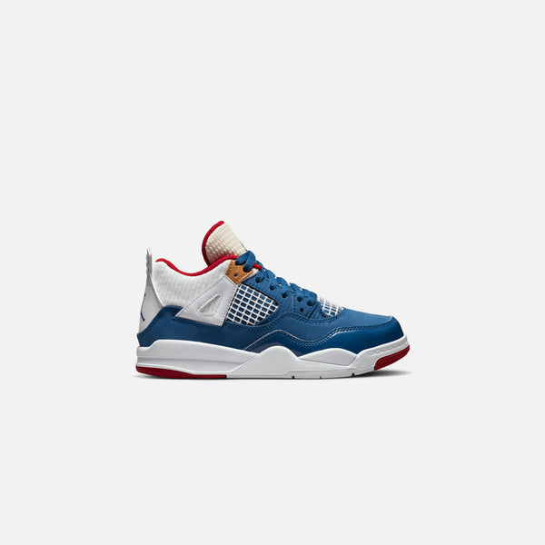 Red and blue jordans clearance 4