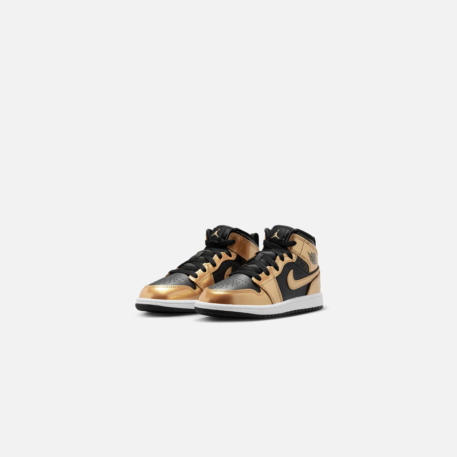 Nike Air Jordan Pre-School 1 Mid SE - Black / Metallic Gold White