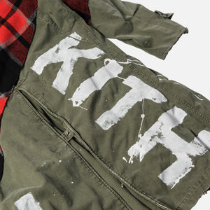 Kith x Greg Lauren Plaid Military Trench Artist Coat - Red / Black / Olive