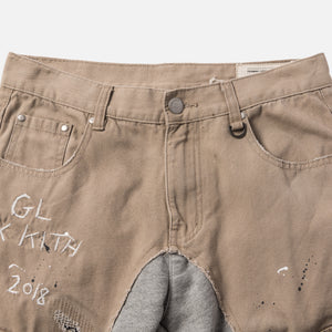 Kith x Greg Lauren 50/50 Columbus Cargo / Fleece Slim Lounge Pant - Tan / Grey