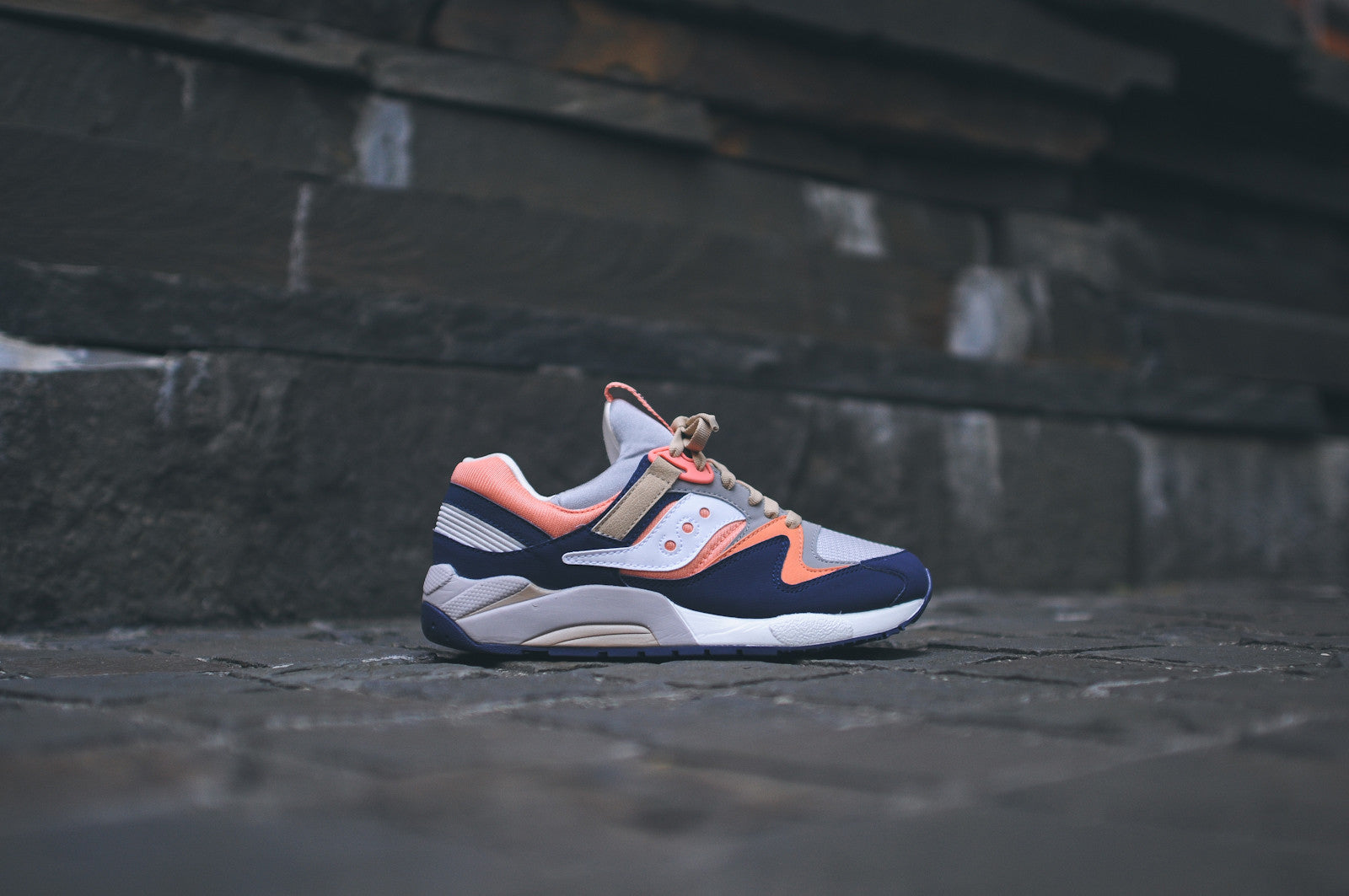 Saucony Grid 9000 - Tan / Navy / Coral (Kithstrike)