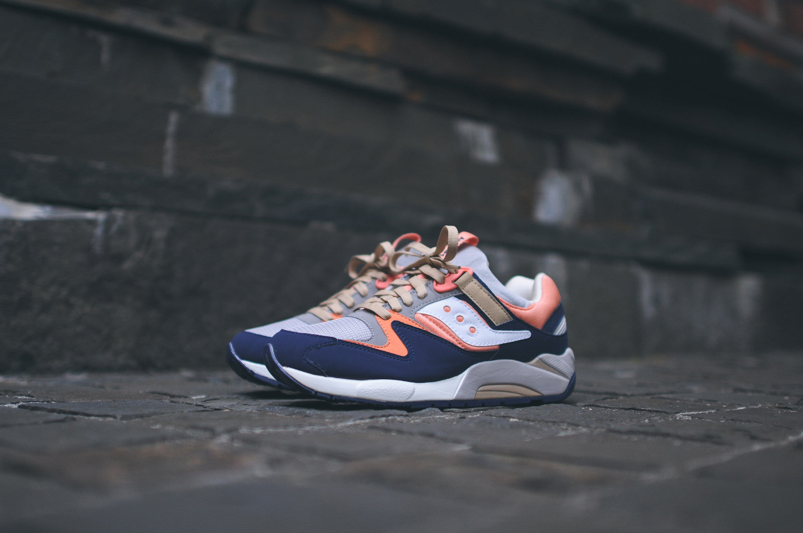 Saucony Grid 9000 - Tan / Navy / Coral (Kithstrike)