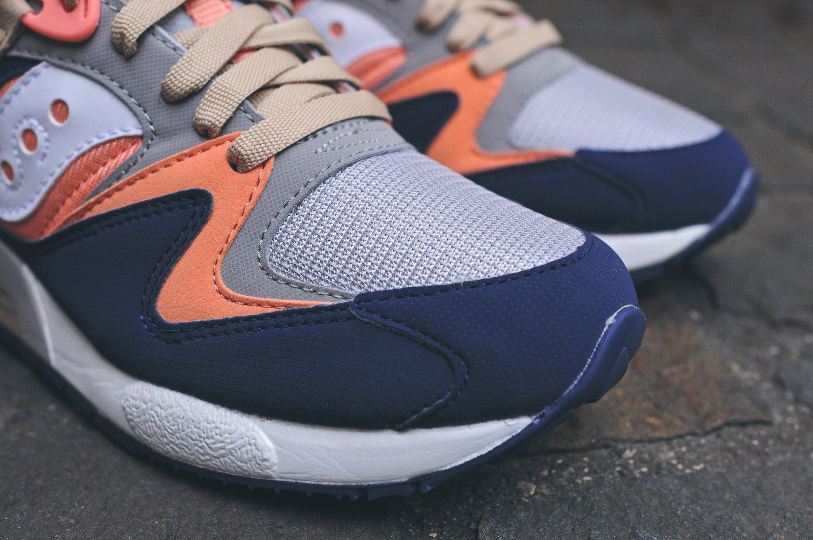 Saucony Grid 9000 - Tan / Navy / Coral (Kithstrike)