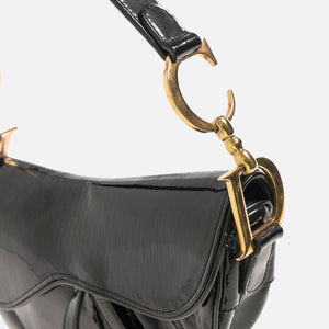 Dior Oblique Saddle Bag -  Black Patent