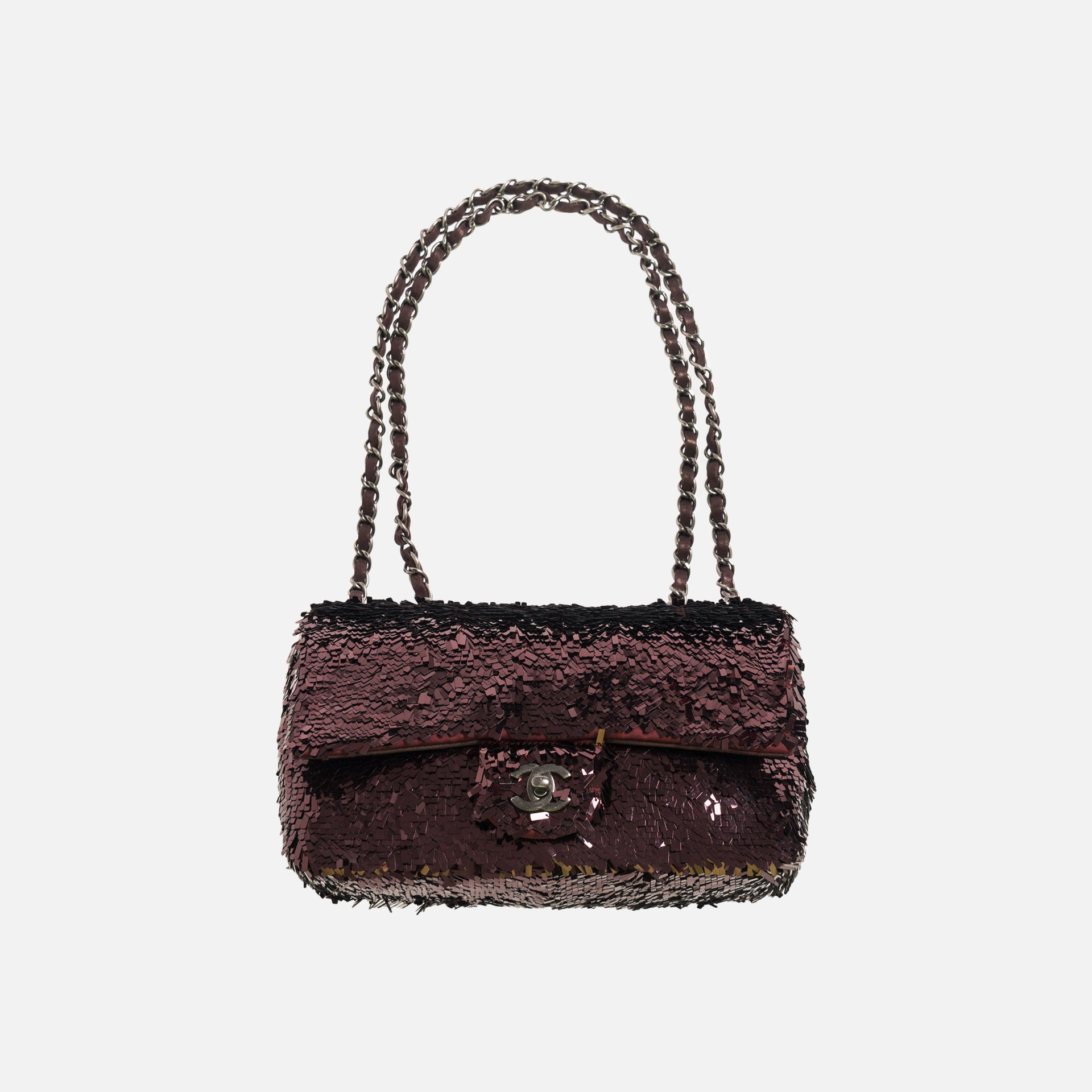 Chanel Sequin Shoulder Bag - Burgundy