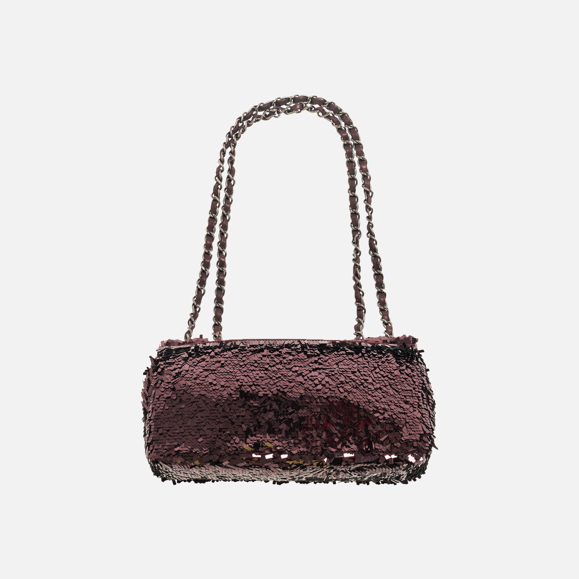 Chanel Sequin Shoulder Bag - Burgundy