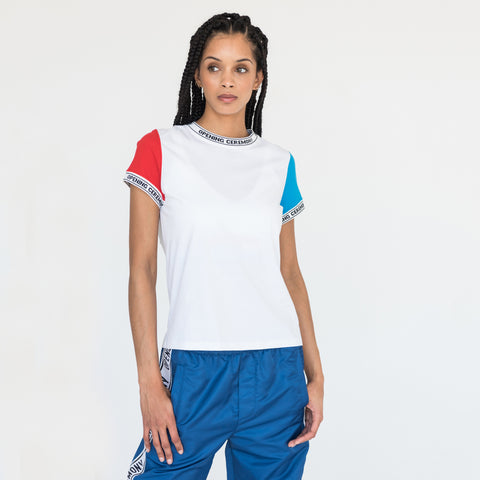 Opening Ceremony Logo Trim Fem Tee - White / Blue / Red