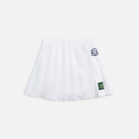 Danzy Tennis Skirt - White with Navy Logo