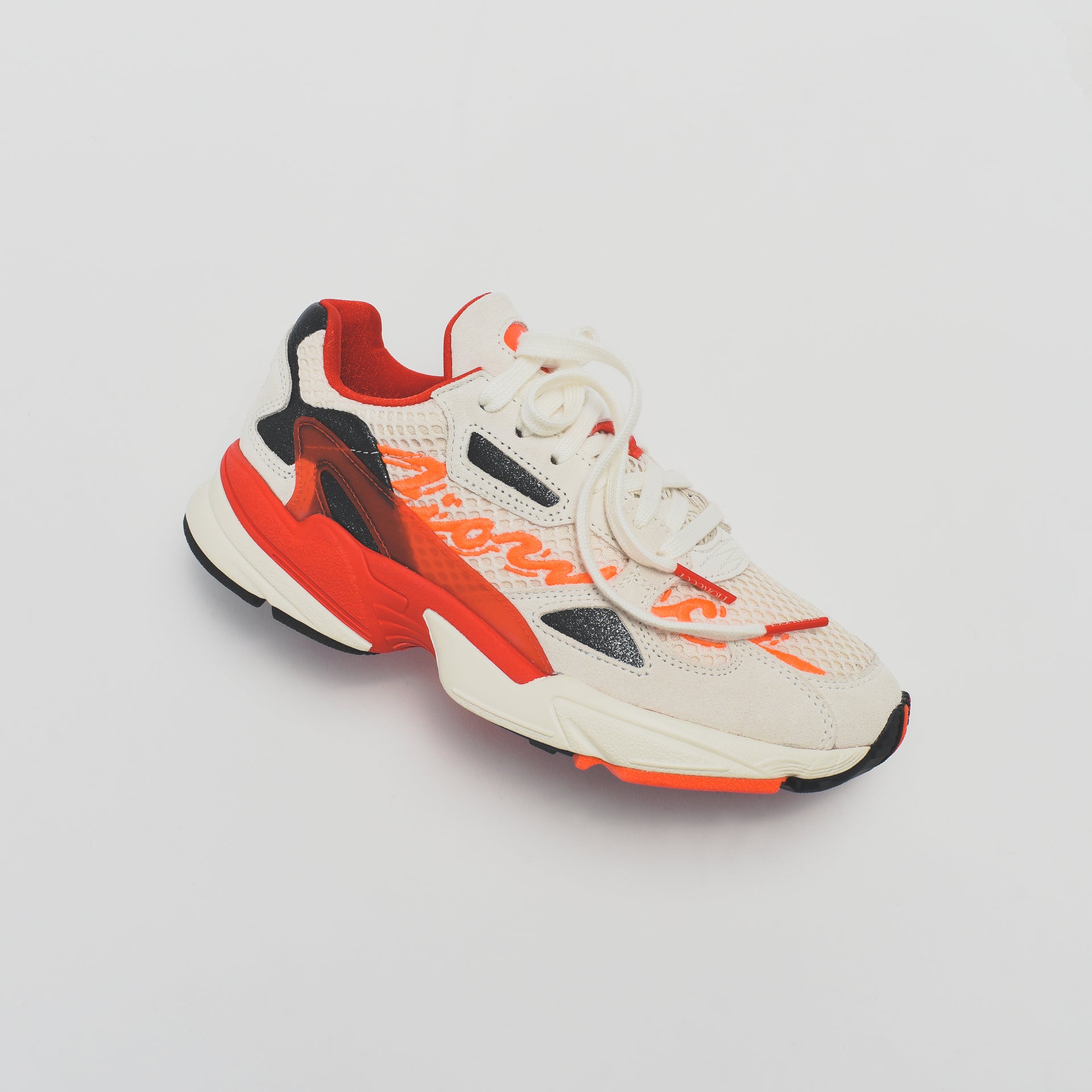 adidas Consortium x Fiorucci WMNS Falcon - Off White / Red / Neon Solar Orange